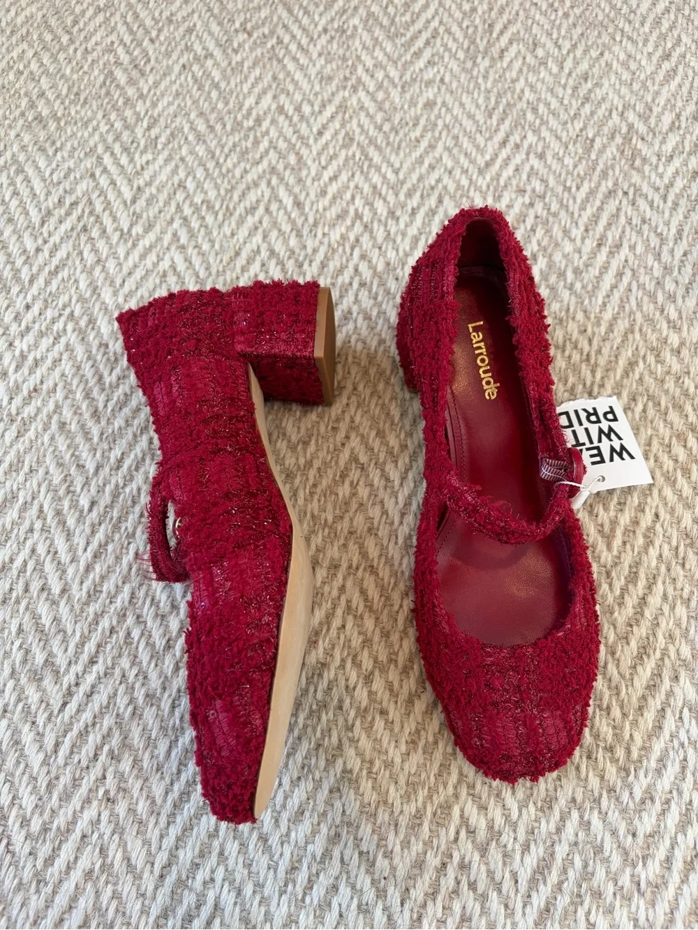 NWT Larroudé Women's Red Mary Jane Pumps | Size 6.5